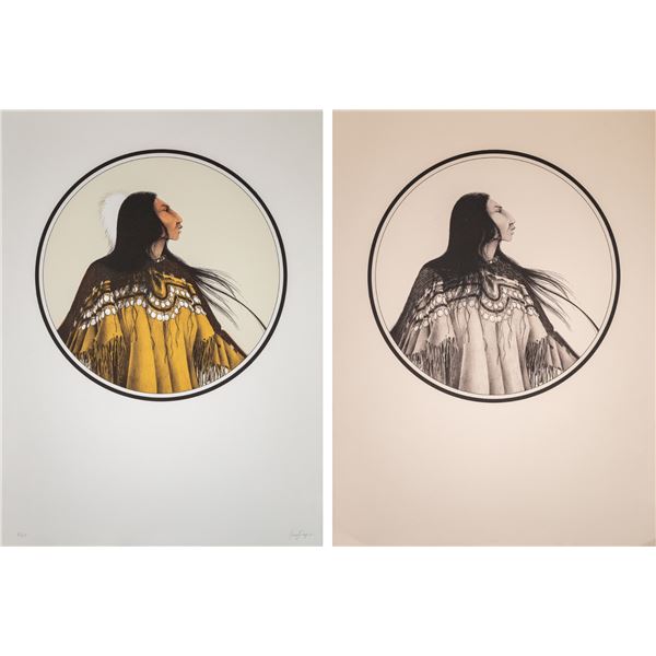 Pair of Jerry Ingram Lithographs "Elk Woman, Black and White" and "Elk Woman"