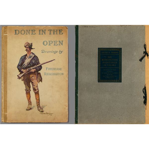 Group of Two Frederic Remington Books: Done in the Open Drawings by Frederic Remington, Copyright 19