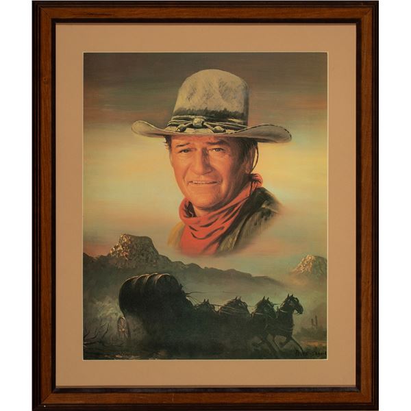 Classic Western Memorabilia - Framed Peter Shinn Print of John Wayne in Monument Valley