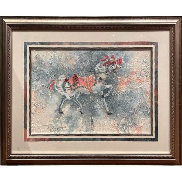 Sherry Gallager (20th Century "Carousel" Watercolor on Tissue Paper