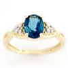 Image 1 : 1.28Ct Natural London Blue Topaz & Diamond 9K Gold Ring (JEW-9012X)
