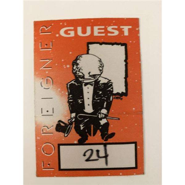 Foreigner Backstage Guest Pass