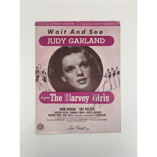 Judy Garland signed sheet music