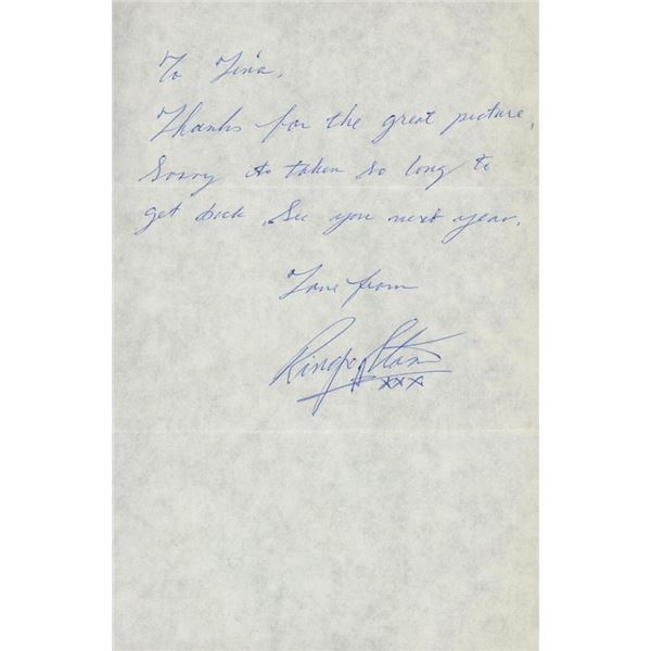 Ringo Starr handwritten and signed letter. GFA Authenticated