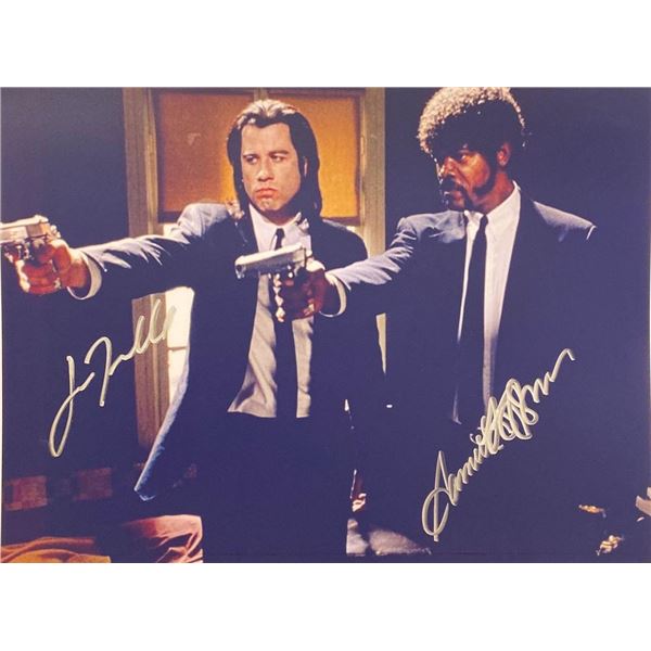 Pulp Fiction John Travolta and Samuel L. Jackson facsimile signed movie photo