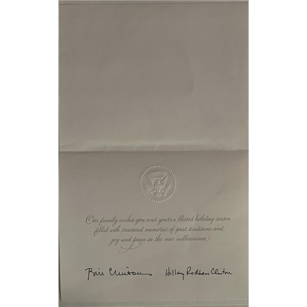 Bill and Hillary Clinton facsimile signed Christmas card