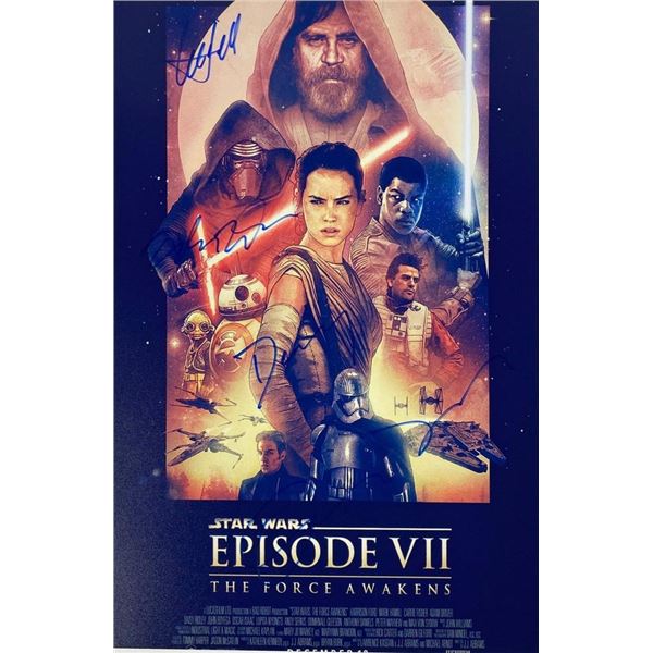 Star Wars: The Force Awakens cast facsimile signed movie photo