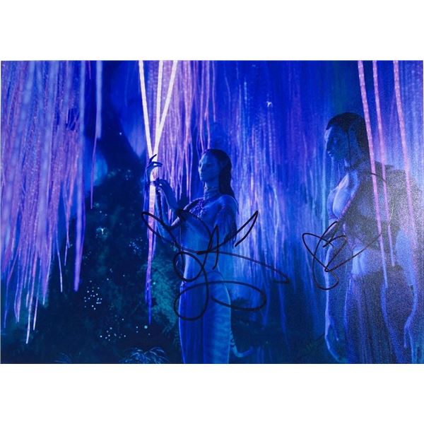 Avatar Zoe Saldana and Sam Worthington facsimile signed  movie photo