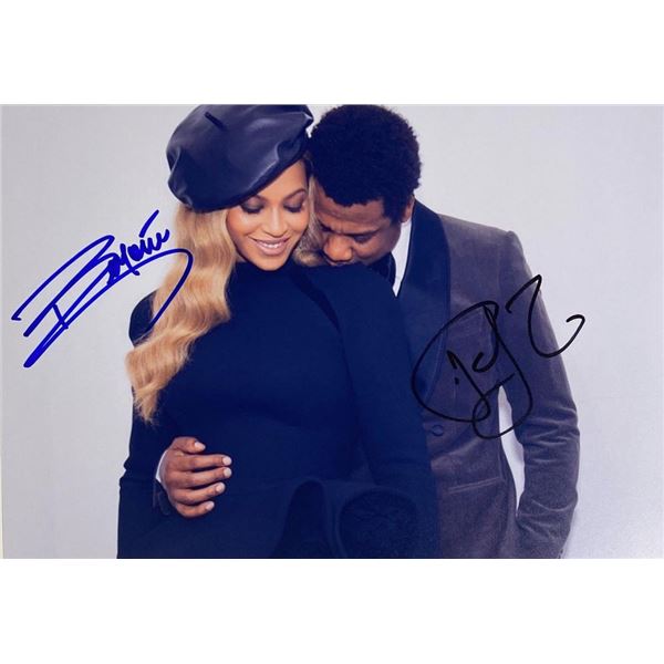Jay-Z and BeyoncÃ© facsimile signed photo