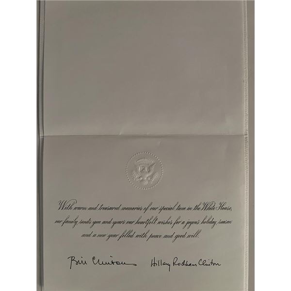 Bill and Hillary Clinton facsimile signed Christmas card