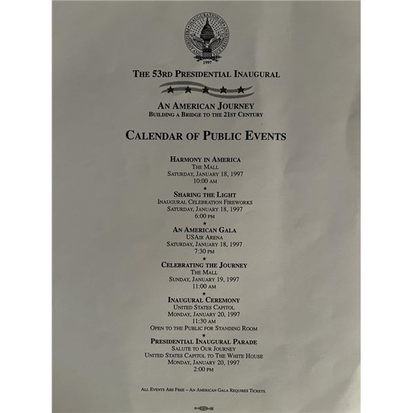 1997 Inaugural Calendar of Events