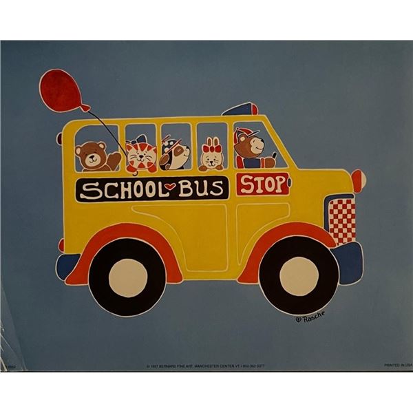 Animals in School Bus Art Print