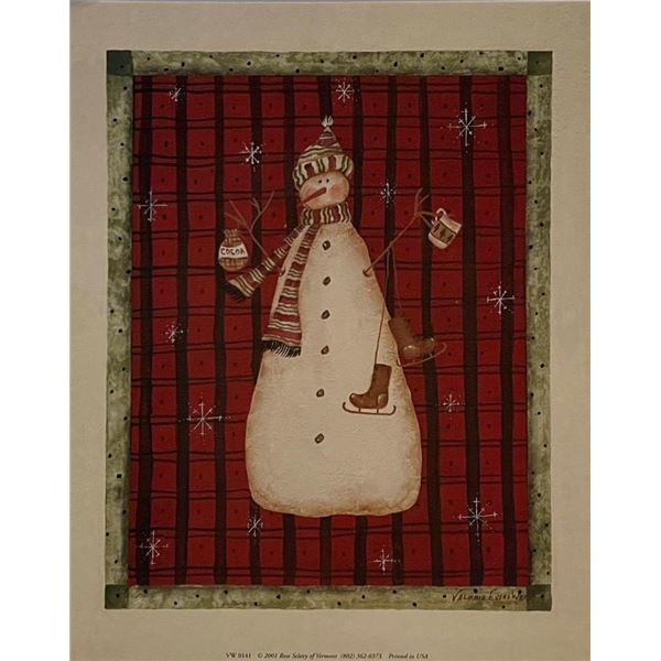 Valerie Evers Wenk Vintage Nostalgic Holiday Snowman Art Print