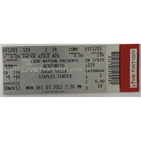 Aerosmith concert ticket Staples Center Dec. 12, 2012
