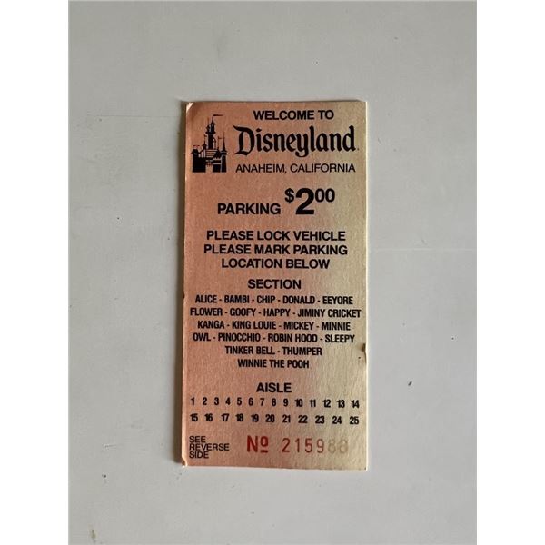 Disneyland park Vintageing ticket