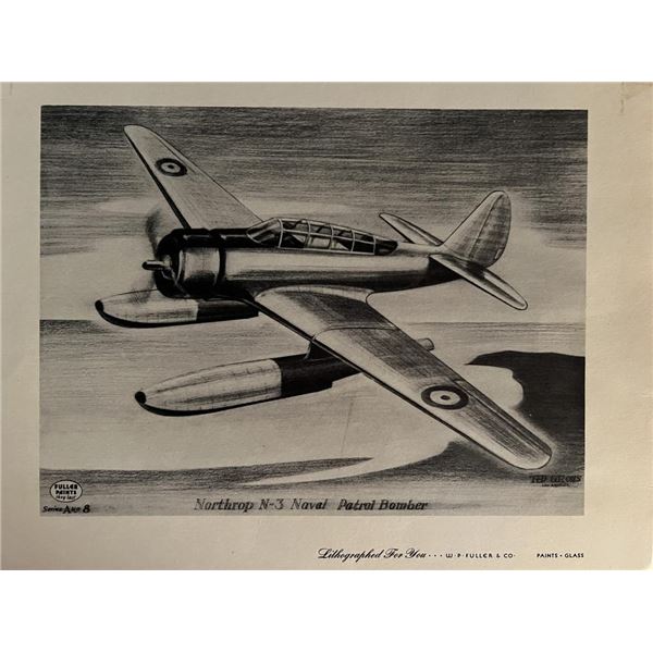 WW2 Northrop litho. 8x10 inches