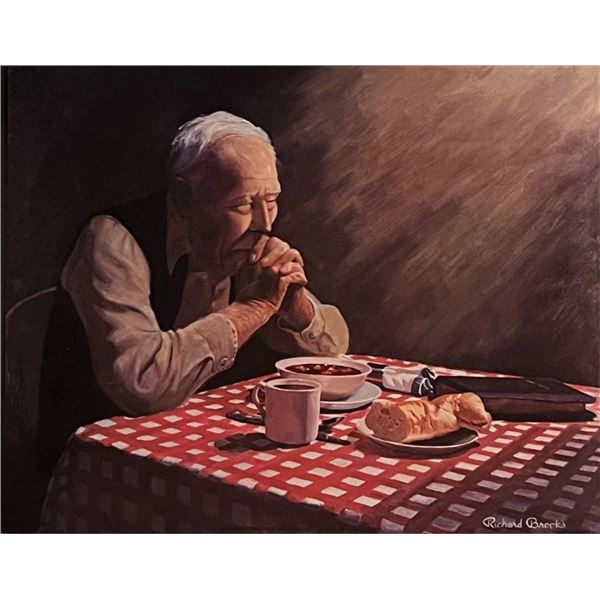 Richard Brooks Saying Grace Man Grandpa Praying Christian Art Print