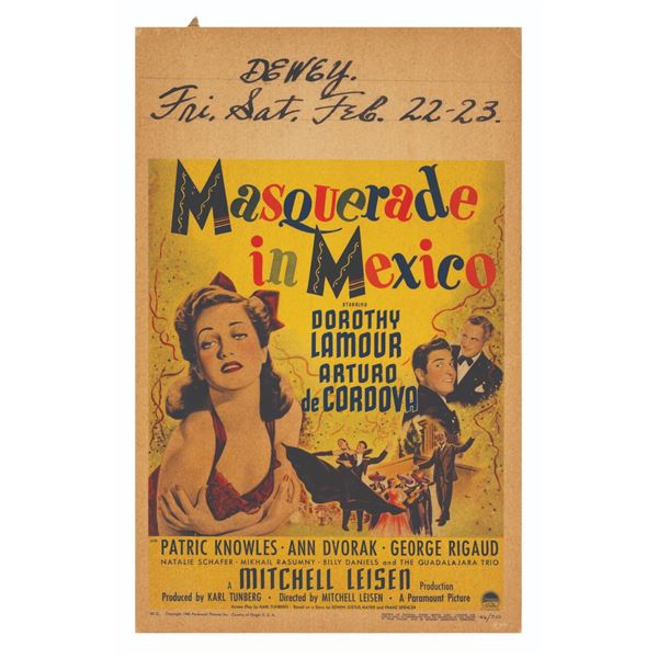 A "Masquerade in Mexico" Window Card.