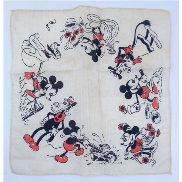 A 1930s Mickey and Friends Handkerchief.
