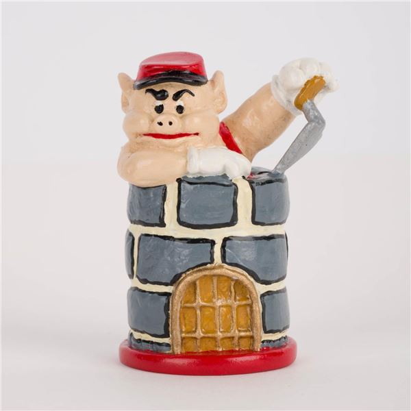 A Three Little Pigs Practical Pig Pewter Chess Piece.