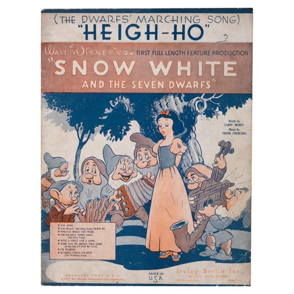 Snow White "Heigh Ho" Sheet Music.