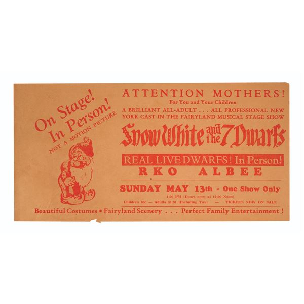 A Snow White and the 7 Dwarfs Live Stage Show Ad.