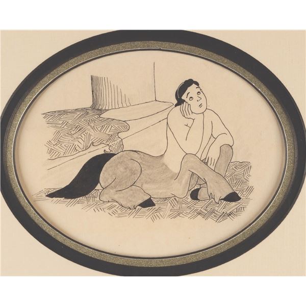 A "Fantasia" Centaur Drawing by Bill Justice with Signature.