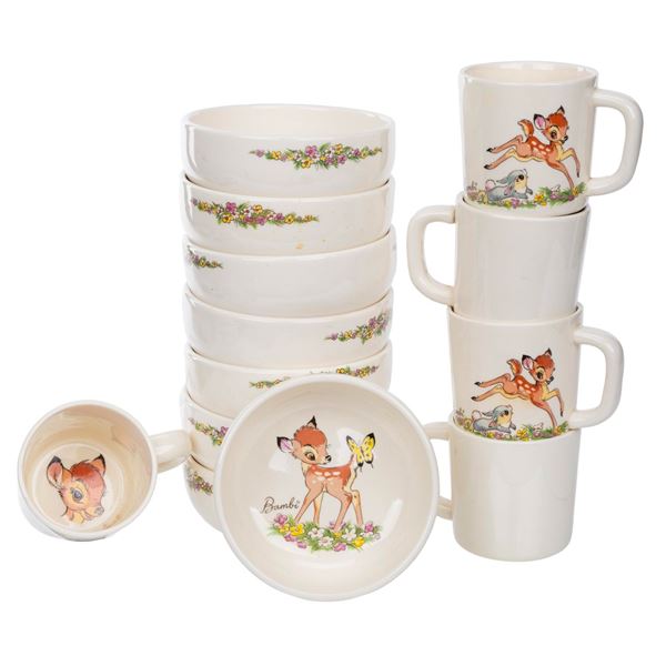 An Evan K. Shaw Bambi Bowl and Mug Collection.