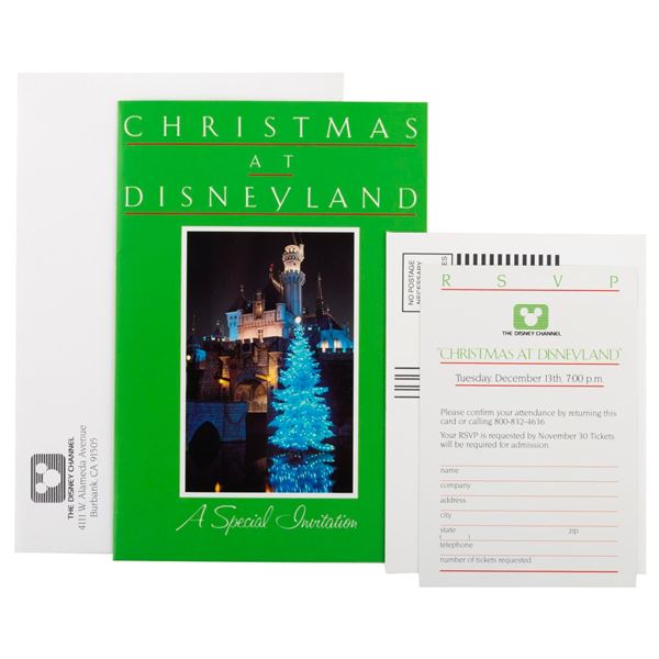 A Disney Channel "Christmas at Disneyland" Party Invitation.