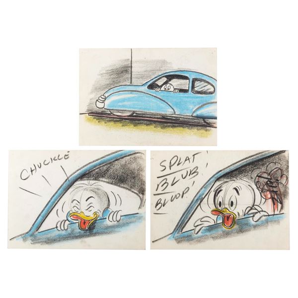 A Set of Donald Nephew Storyboard Panels.
