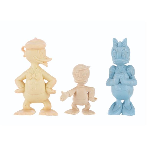 Three Donald Duck, Daisy, and Nephew Figures.