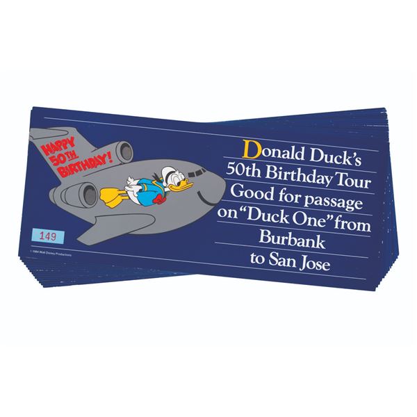 Donald Duck's 50th Birthday Set of Airline Ticket Vouchers.