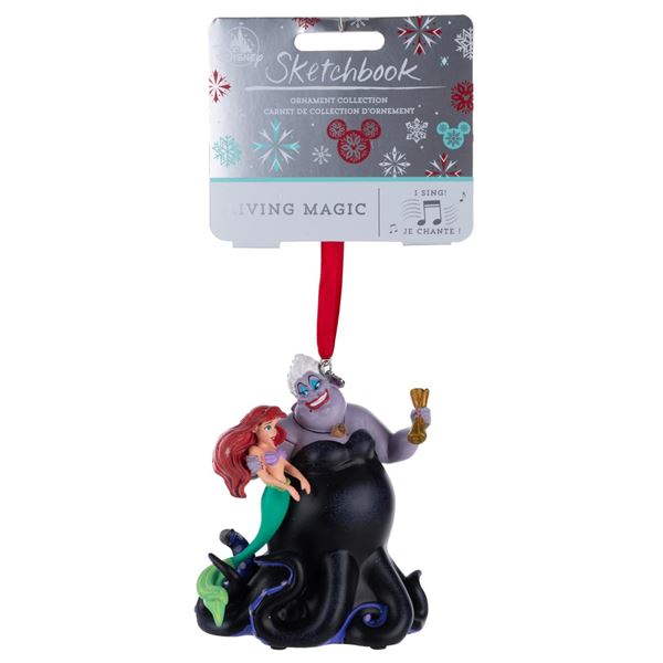 An Ariel and Ursula Living Magic Sketchbook Ornament.