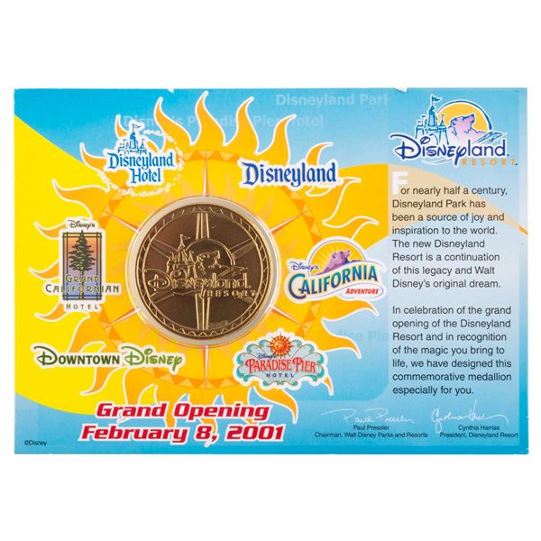 A 2001 Disneyland Resort Grand Opening Coin.