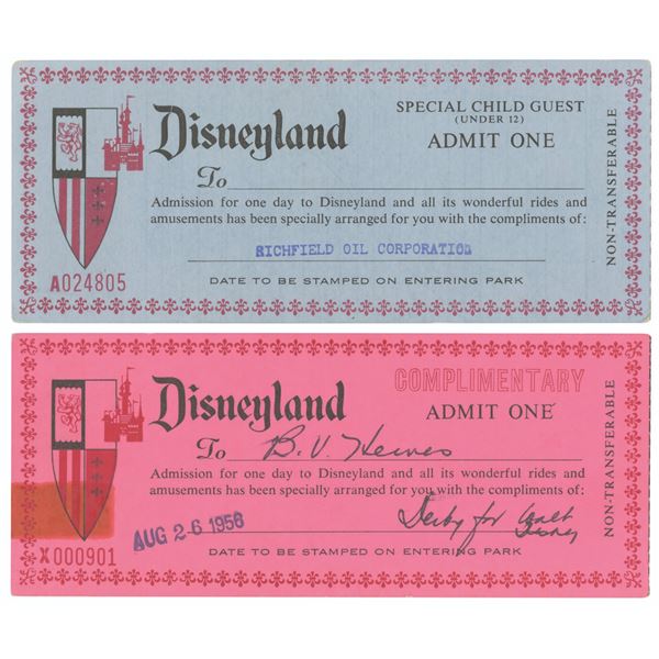 A Pair of 1950s Disneyland Complimentary Passports.