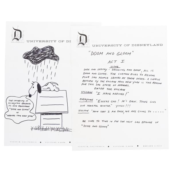 A University of Disney "Doom and Gloom" Melodrama Gag Letter.