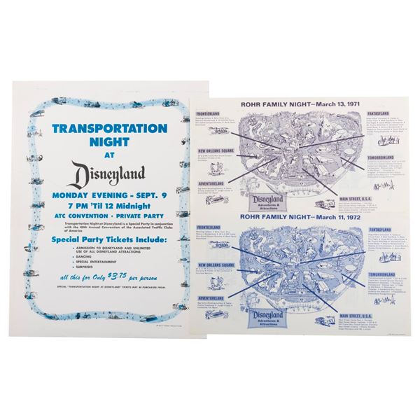 A Trio of Early Disneyland Group Flyers.