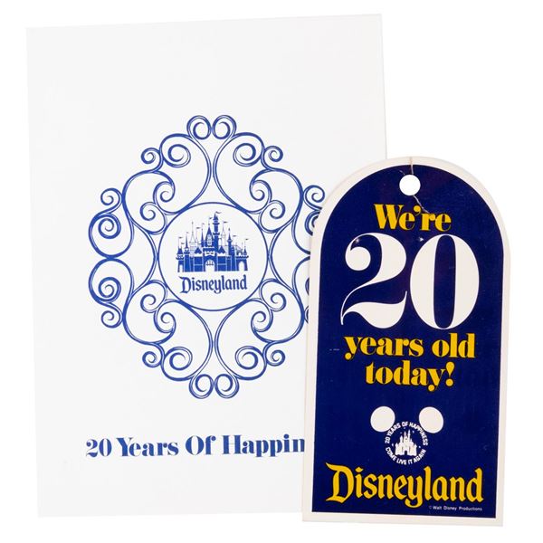 A Disneyland 20 Years of Happiness Card & Hang Tag.