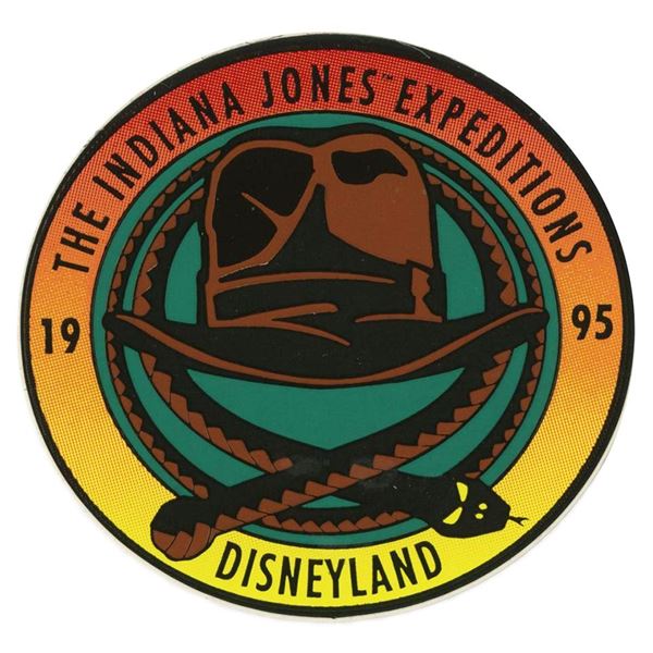 An Indiana Jones Expeditions Construction Sticker.