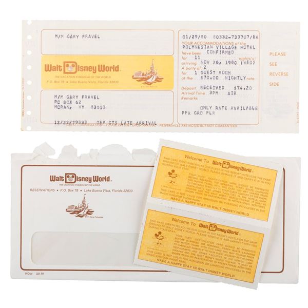 A Polynesian Village Hotel Reservation Receipt.