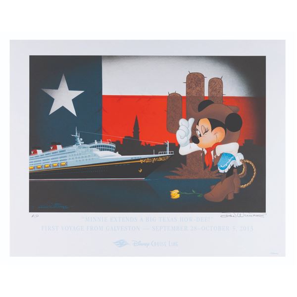 A Disney Cruise Lines "Minnie Extends A Big Texas How-Dee!" Litho by Don Williams.