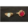 Image 1 : APPROX 14K LADIES RING SET WITH OPAL AND DIAMONDS & APPROX 10K LADIES RING SET WITH RED