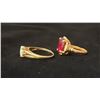 Image 2 : APPROX 14K LADIES RING SET WITH OPAL AND DIAMONDS & APPROX 10K LADIES RING SET WITH RED