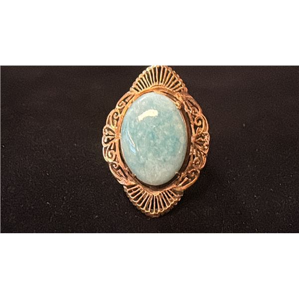 APPROX 14K LADIES RING SET WITH JADEITE (8.4G)