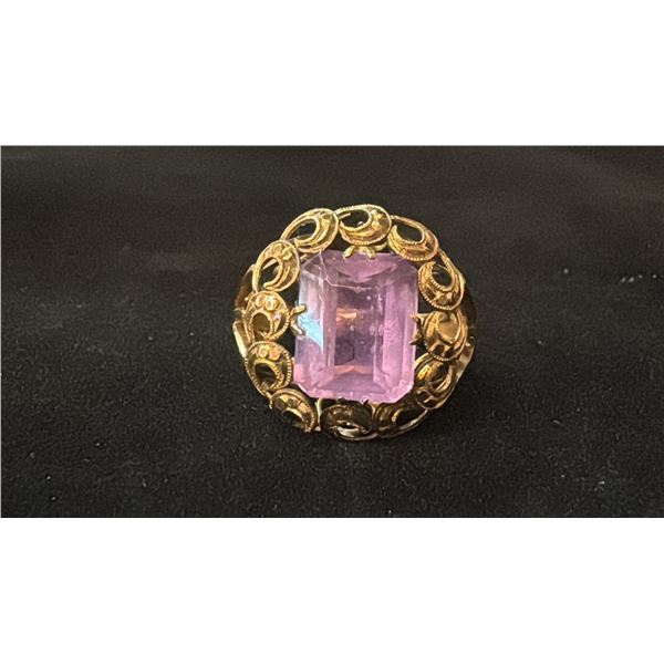 APPROX 14K LADIES RING SET WITH AMETHYST (6.7G)