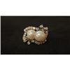 Image 1 : APPROX 14K LADIES RING SET WITH TWIN PEARL & DIAMONDS (.015-.03CT, 6.1G)