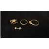 Image 3 : APPROX 14K EARRINGS SET WITH DIAMOND (.06CT), APPROX 10K CHARM, APPROX 10K LADIES RING SET WITH