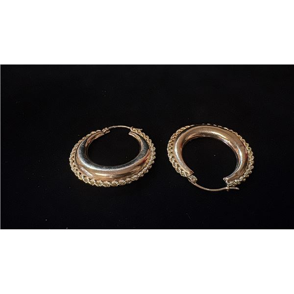 PAIR APPROX 10K HOOP EARRINGS (3.6G)