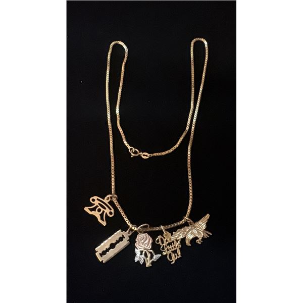 APPROX 10K CHAIN (18") WITH 5 APPROX 10K PENDANTS (8.5G)