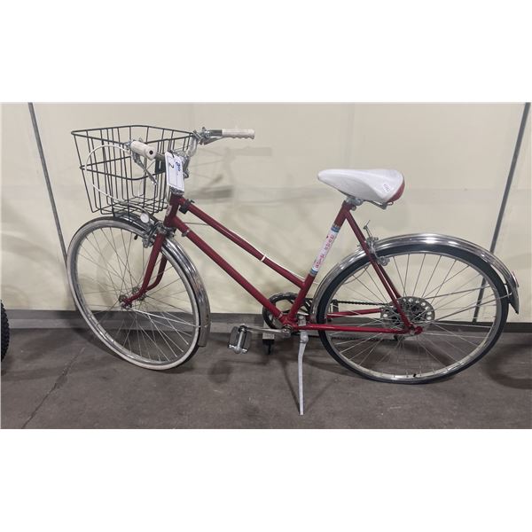 ROAD KING RED 5 SPEED VINTAGE ROAD BIKE WITH FRONT BASKET
